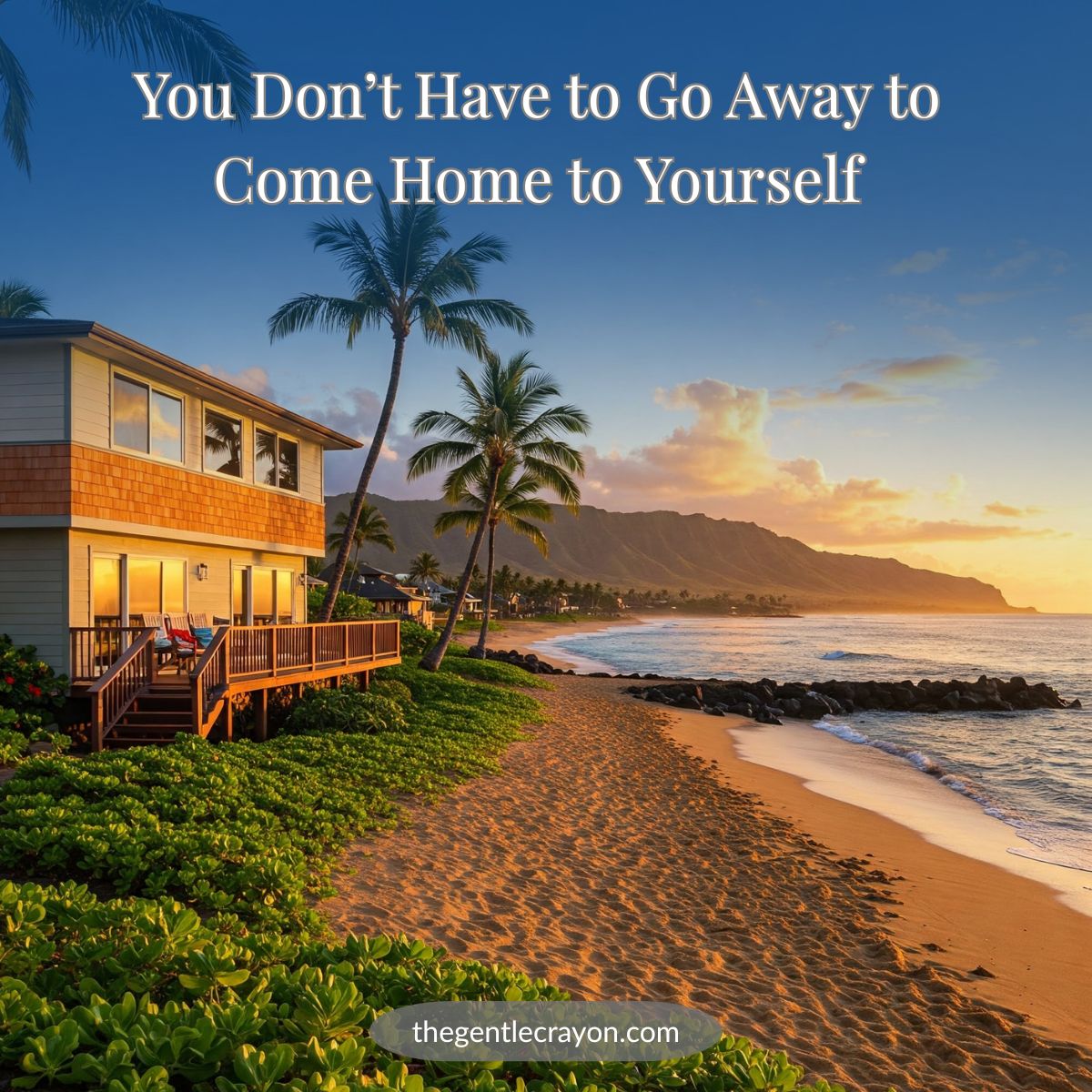 Peaceful beach at sunset symbolizing calm and inner reflection